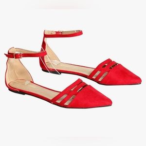 MARK &  MADDUX Women's Dressy Pointy Toe Strap Cut Design Flats Shoes Size 6